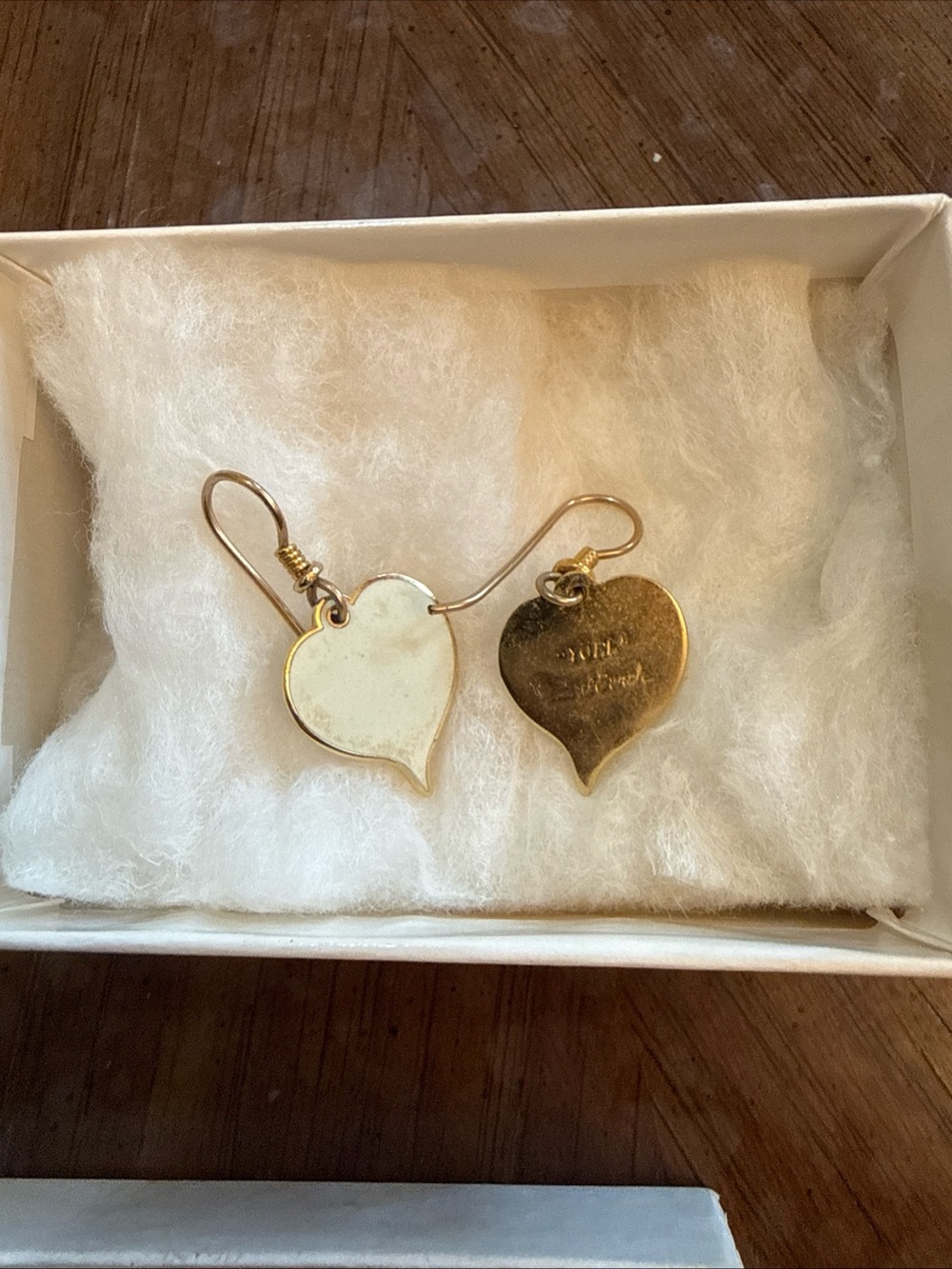 Vintage Gold Heart Drop Earrings — Shiny Gold Heart Dangles
